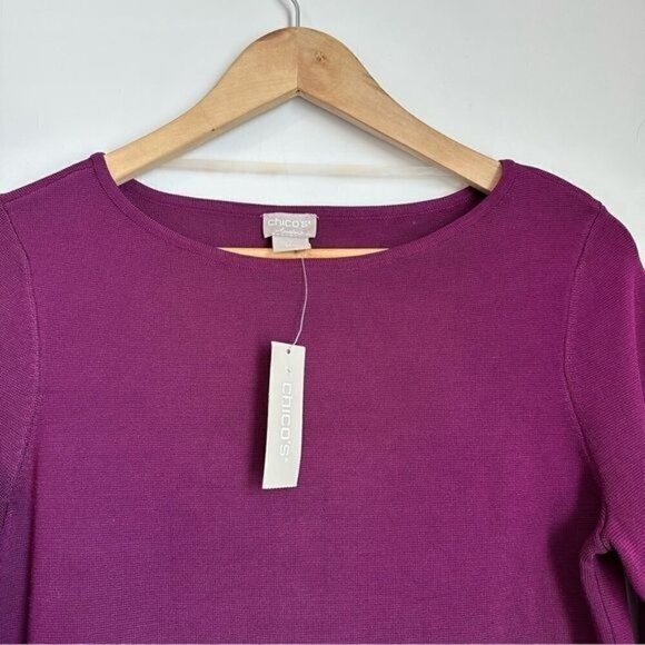 Chico’s TRAVELERS COLLECTIONSweater-Knit Top Plum Size Small - Picture 6 of 15